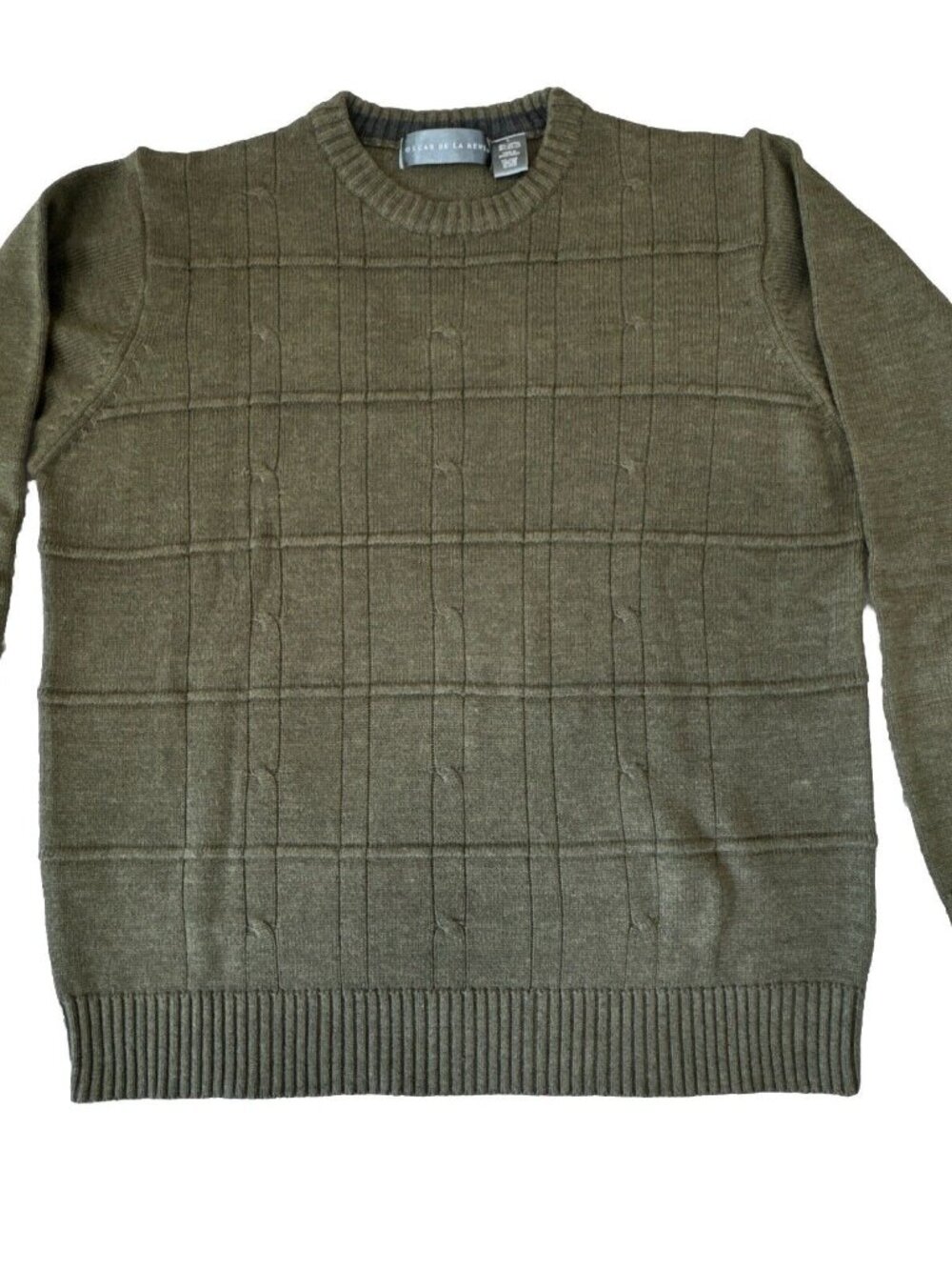 Oscar De La Renta Sweater Men’s L Green Vtg Light Cable Knit